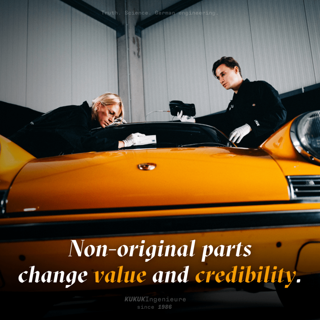 Untersuchung eines Oldtimers auf nicht originale Teile und deren Einfluss auf Wert und Glaubwürdigkeit