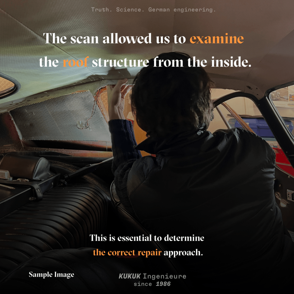 The scan allowed us to examine the roof structure from the inside.